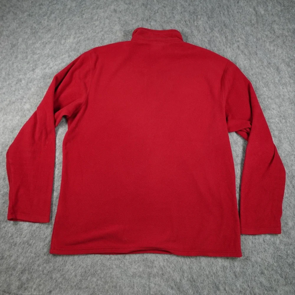 The North Face Pullover Mens Large Red Polartec‎ Fleece 1/4 Zip Logo Sweatshirt